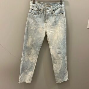 Levi’s Premium Wedgie Straight Jeans Light Blue Bleached Size 25 Button Fly
